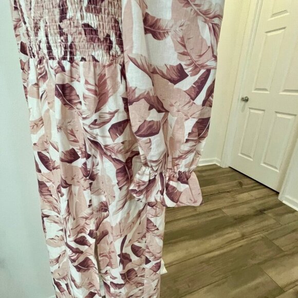 HOUSE OF HARLOW 1960 MAXI DRESS BY REVOLVE PALM TREE LEAVES MOCCA/TAN Sz M CHIC - Picture 14 of 15